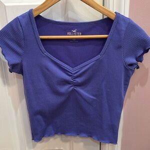 XS Hollister Indigo Cinch-Front Baby Tee